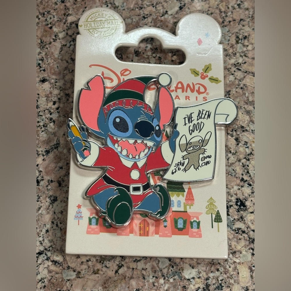 Disney DLRP DLP Paris Stitch Elf I've Been Good Bad Level Christmas Pin